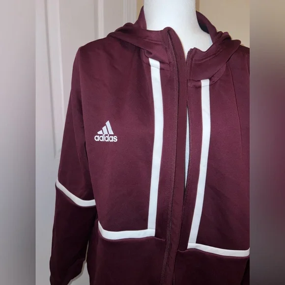 Burgundy Adidas zip up jacket - Picture 2 of 6